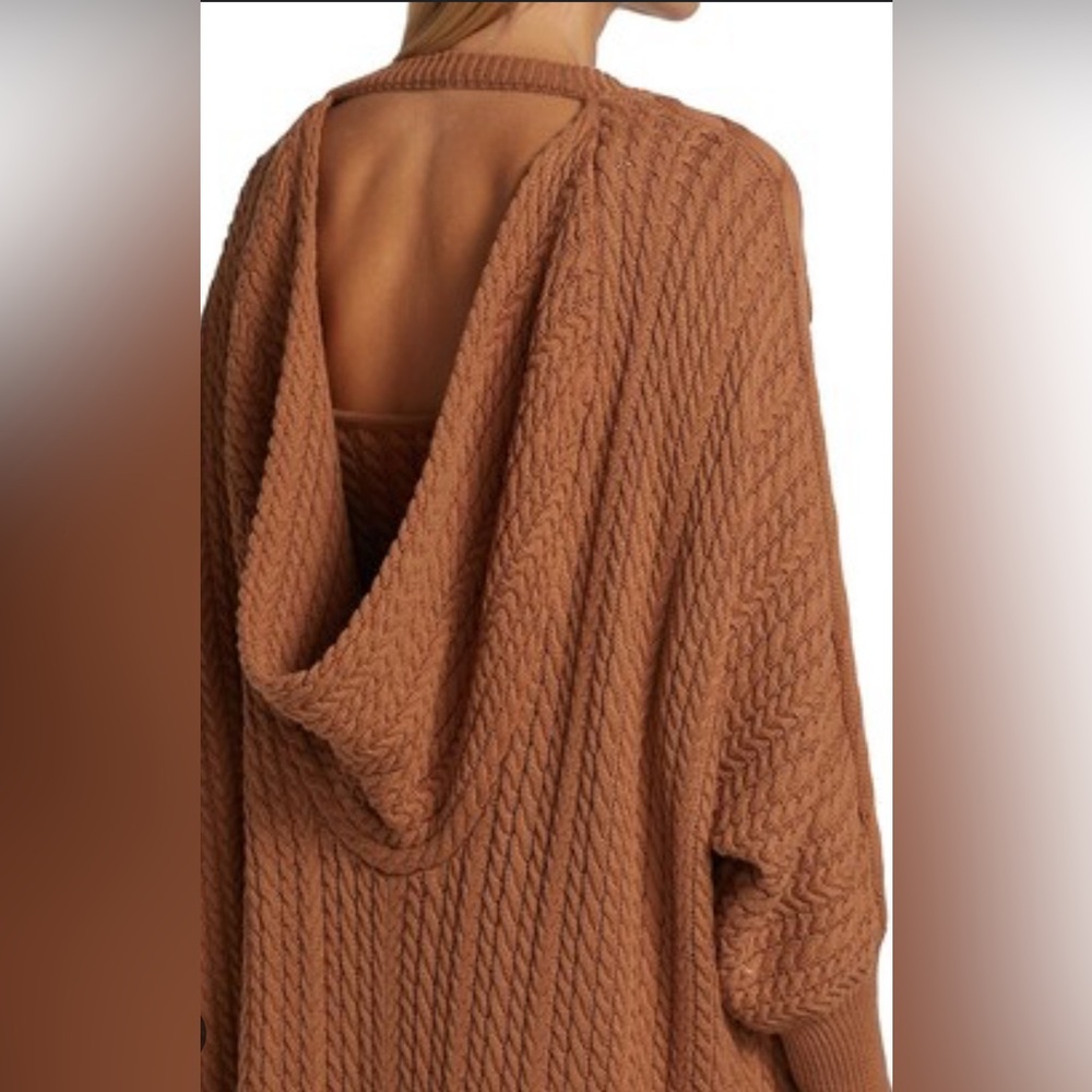 ❤️ NEW AMUR Draped Back Cable Knit Cardigan in Pecan color. Size:XS/S/M - Picture 3 of 10